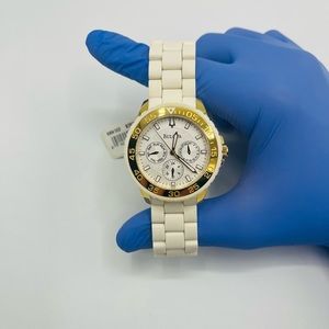 Bulova 98N102 Women's Sport White Dial White Rubber & Steel Bracelet Watch